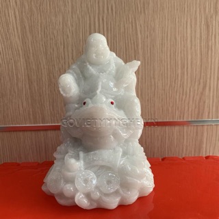 Tượng đá phong thủy Phật di lặc cưỡi cóc thiềm thừ - Đá non nước - Cao 12cm