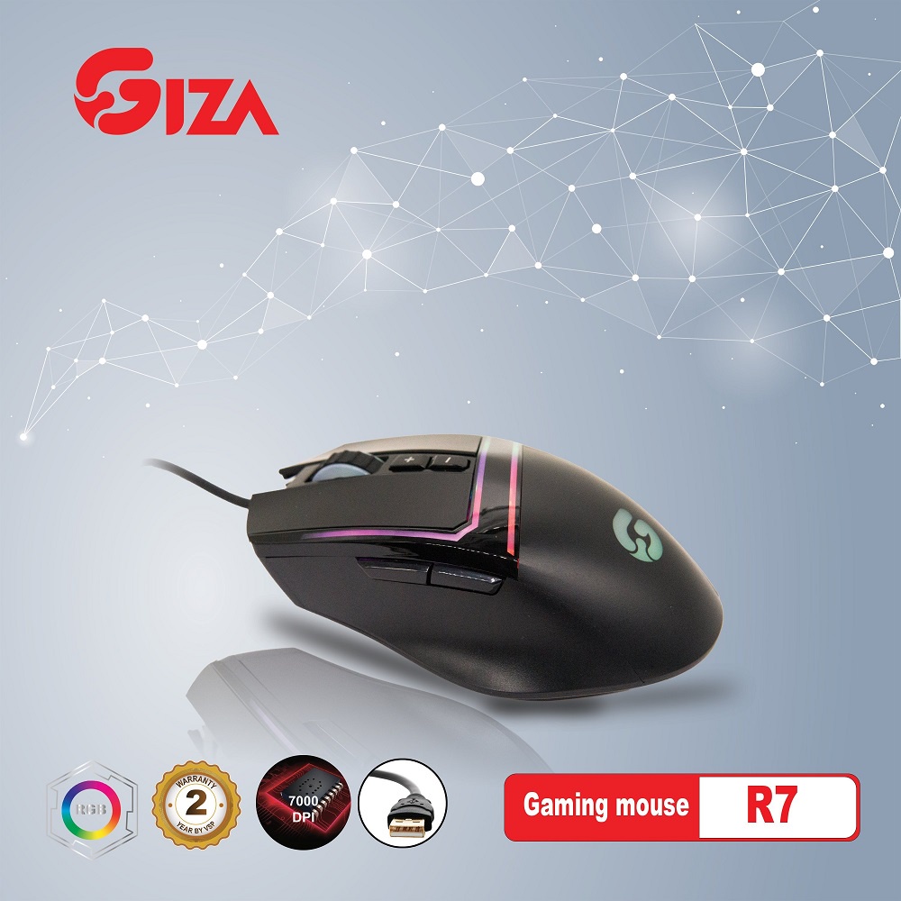[Gaming Mouse] Chuột chuyên Game cao cấp GIZA R7 Roger Light, Led RGB, DPI 7000, BH 2 năm (Đen) - Nhất Tín Computer