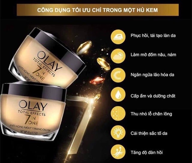 Kem dưỡng da ban đêm Olay Total Effect 7 in 1 Night firming Cream 48g Hàng Nhập USA