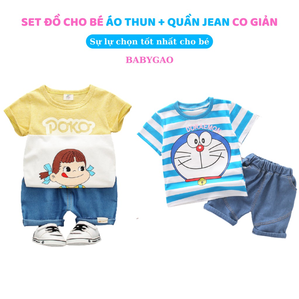 Bộ đồ bé trai BabyGao quần + áo hoạ tiết doremon siêu đáng iu