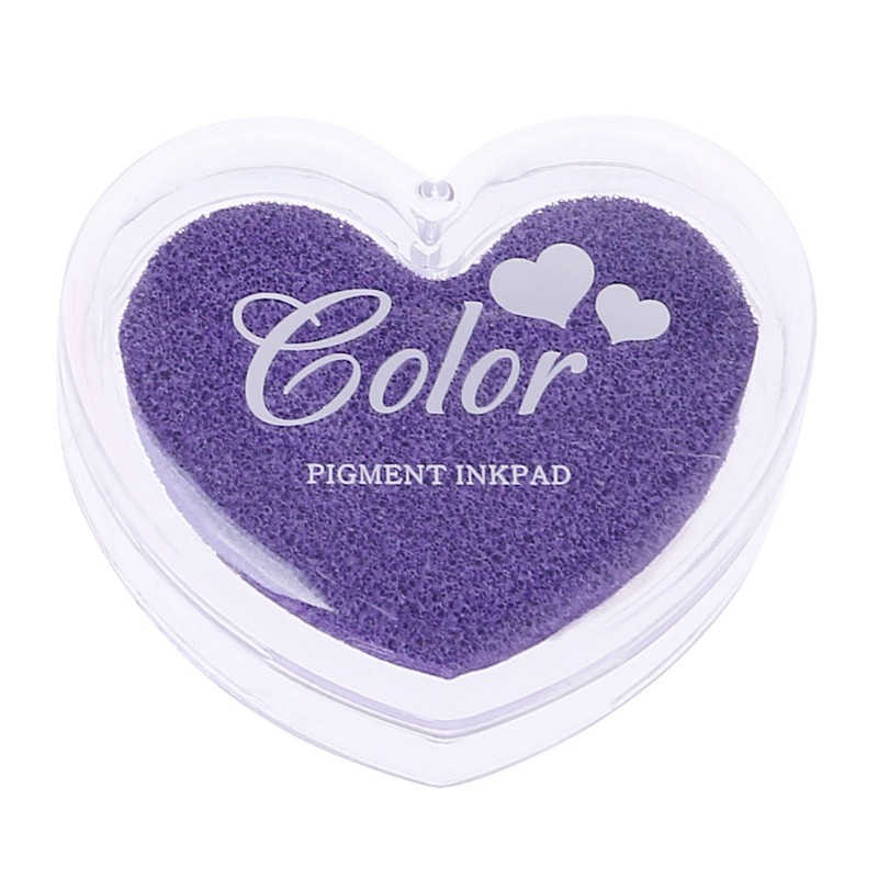 ❤❤Heart Shaped Colorful Oil Ink Pad Rubber Stamp Partner Craft Rainbow