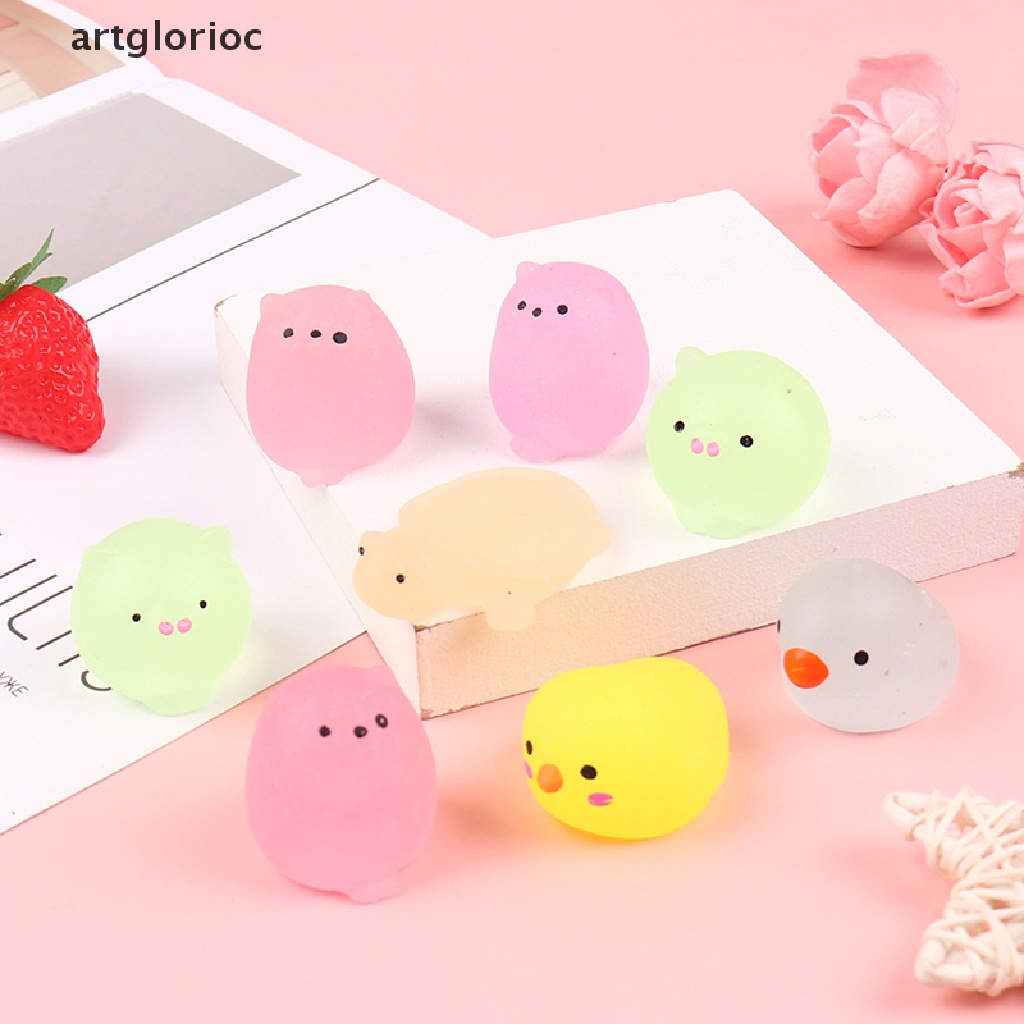 {artglorioc} 10pc Anti-stress Toys Mini Soft Silicone Hand Squeeze Squishy Animals Kawaii Toy hye