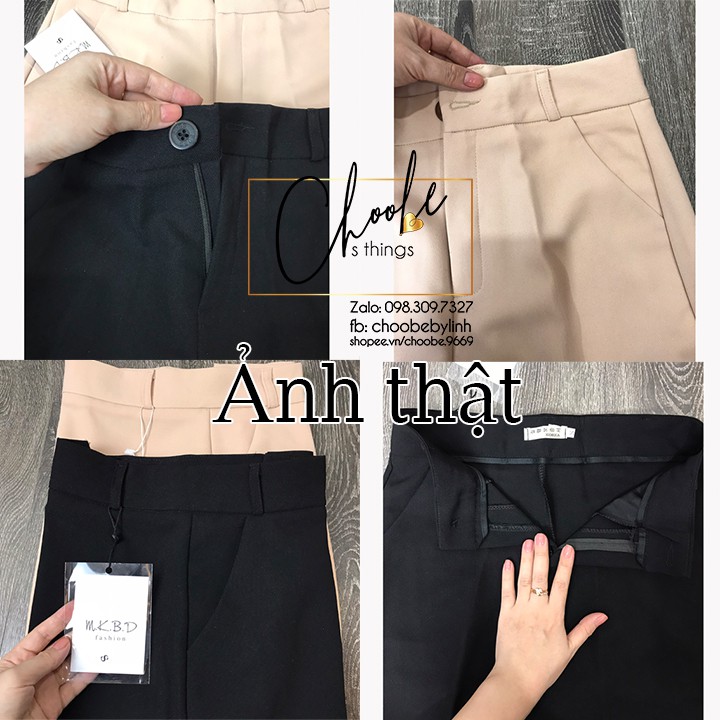 Quần ống rộng Choobe lưng cạp cao baggy vải nữ dài suông loe culottes xuông màu đen Q01 | WebRaoVat - webraovat.net.vn