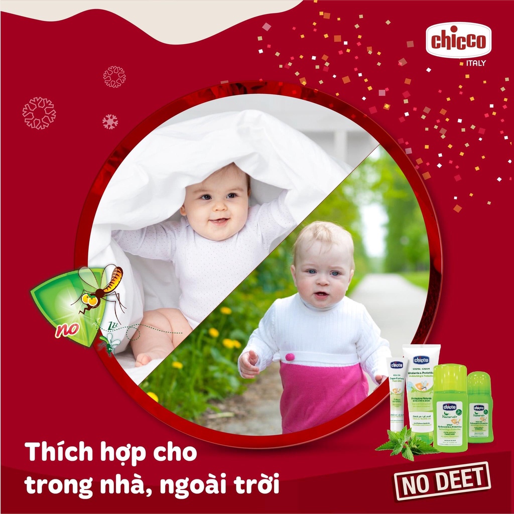 Kem,xịt đa năng lăn bôi xua muỗi Chicco+ nhập khẩu từ Ý 0m đốt côn trùng cắn không gây kích ứng da cho bé và mẹ 60-100ml