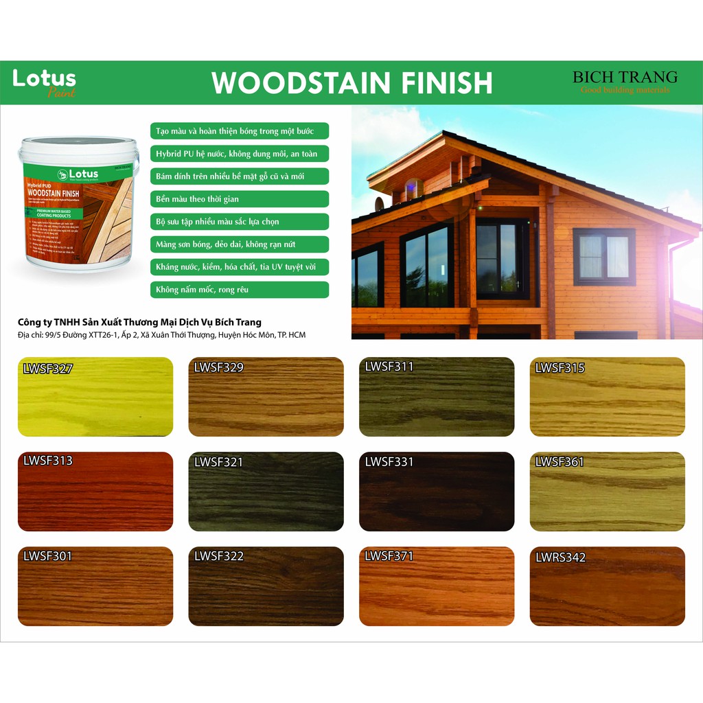 Sơn gỗ WOODSTAIN FINISH - Sơn gỗ ngoài trời, Bền màu, Bảo vệ gỗ với thời tiết ngoài trời (Hộp 1KG)