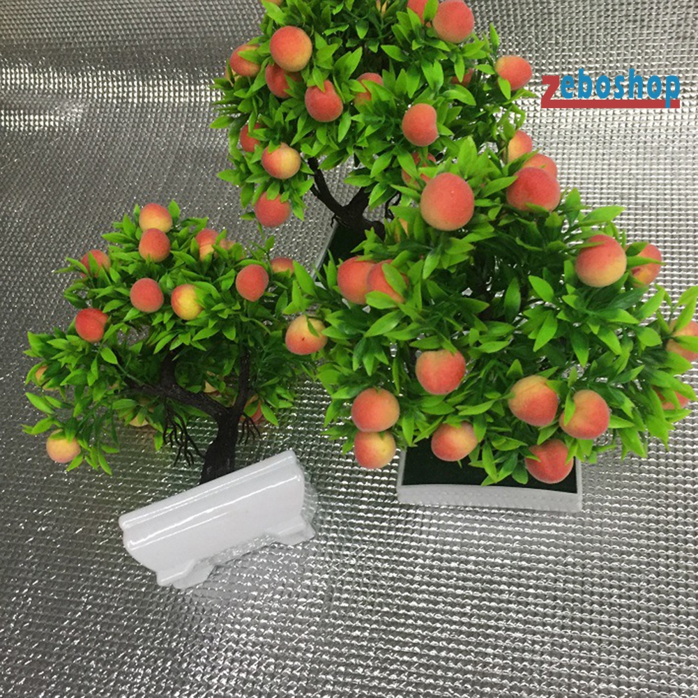Chậu Cây Đào Giả Bằng Nhựa Tự Nhiên Dùng Trang Trí Nhà Cửa