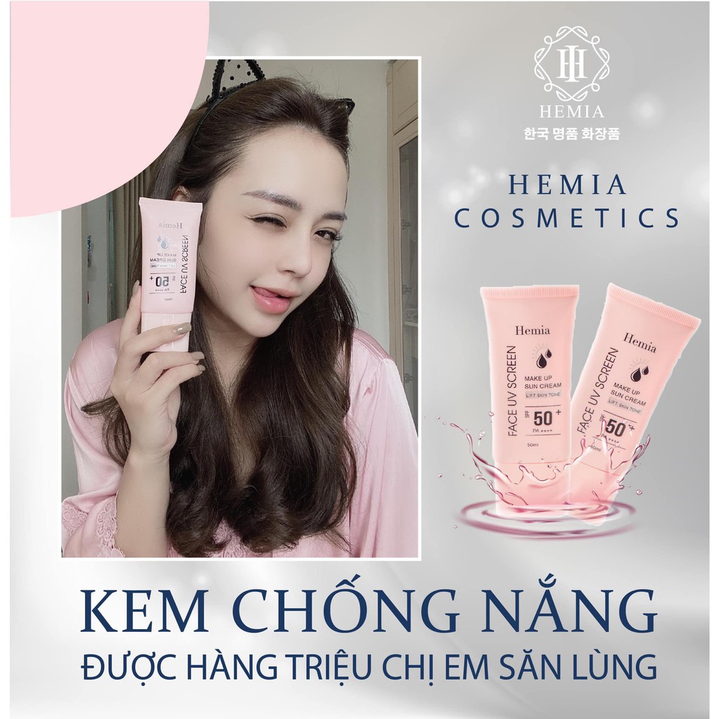 Kem Chống Nắng Hemia Hàn Quốc 100% Tự Nhiên Dùng Được Cho Bà Bầu Dưỡng Trắng Nâng Tone An Toàn