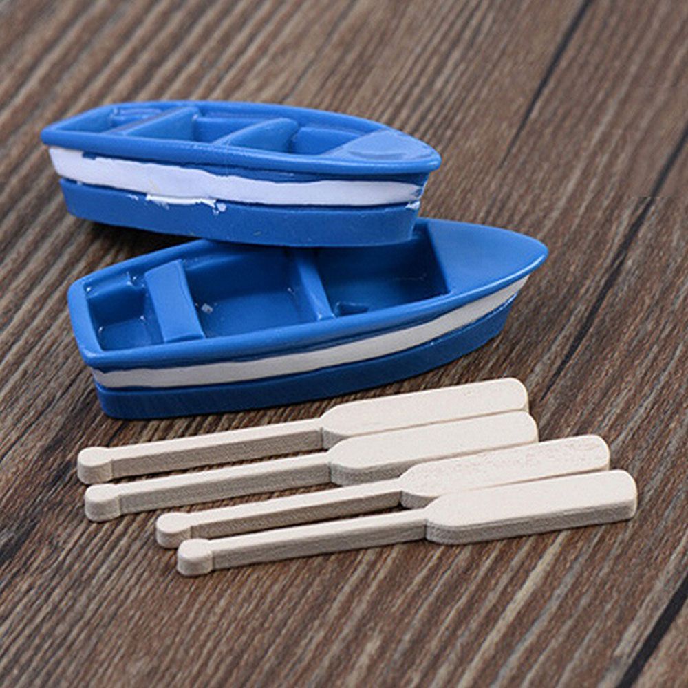 1 Mô Hình Thuyền Gỗ Và 2 Thuyền Oar Sáng Tạo Trang Trí Sân Vườn Mới