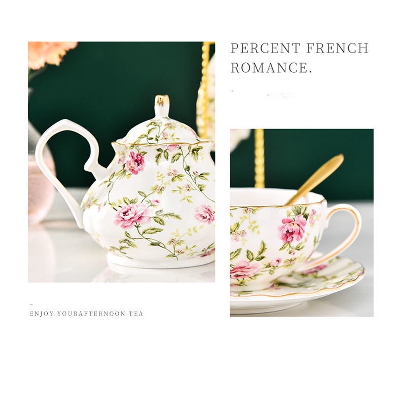 Bộ Ấm Trà 1 / 2 Tách Cà Phê Bằng Sứ Cao Cấp Phong Cách Châu Âu