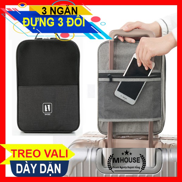 Túi Đựng Giày 3 Ngăn, Túi Giày Treo Vali Du Lịch Nhỏ Gọn
