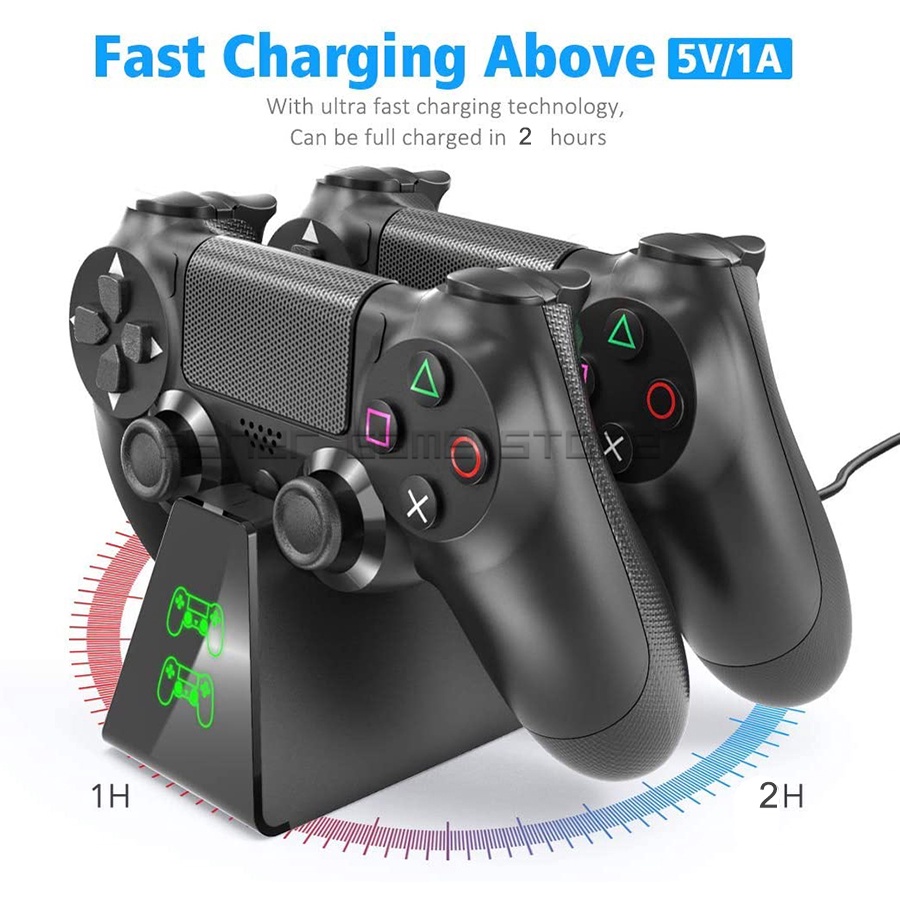 Mới nhất PS4 Pro Slim Bộ điều khiển kép sạc nhanh cơ sở 2H Charger Trạm dừng cho Sony Playstation 4 Dualshock 4 Gamepad