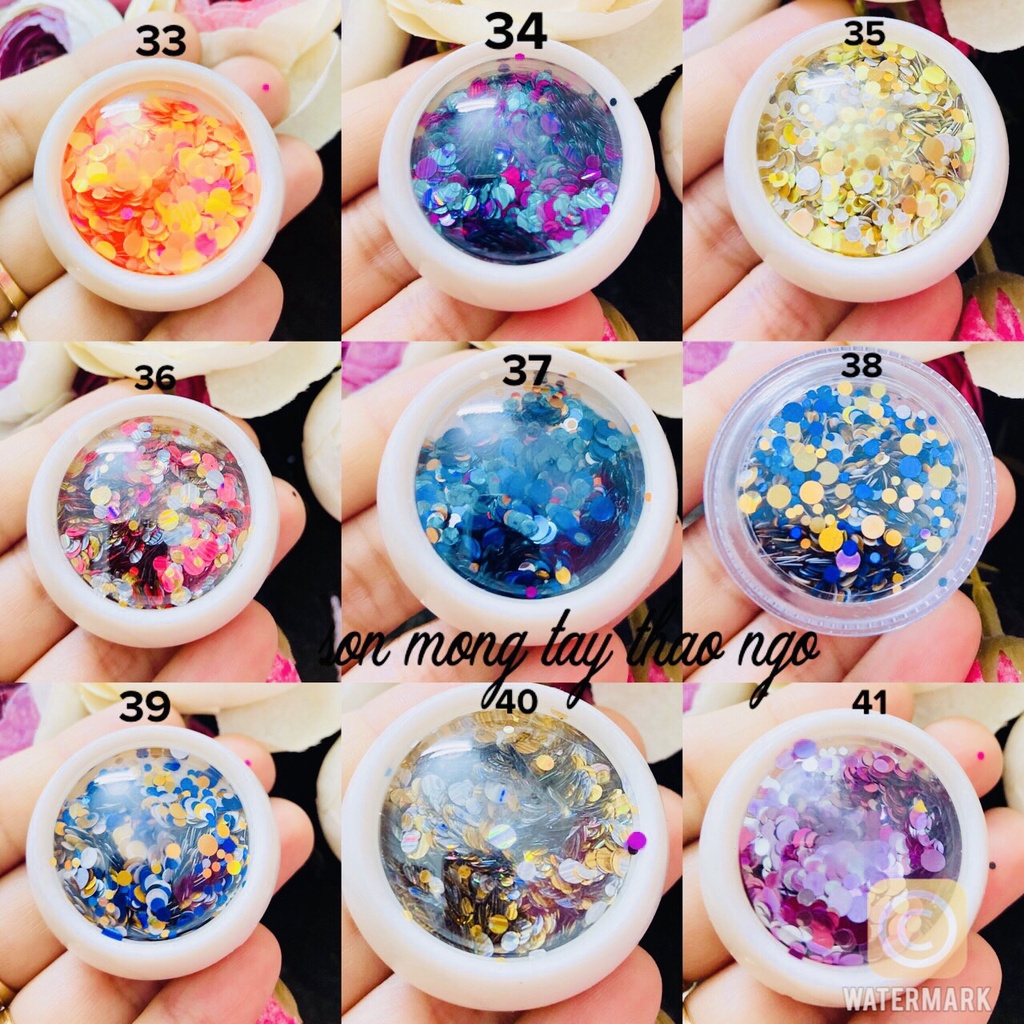 (hàng mới về) Kim tuyến tròn trang trí móng dành cho Nail siêu xinh 7k/1 hủ