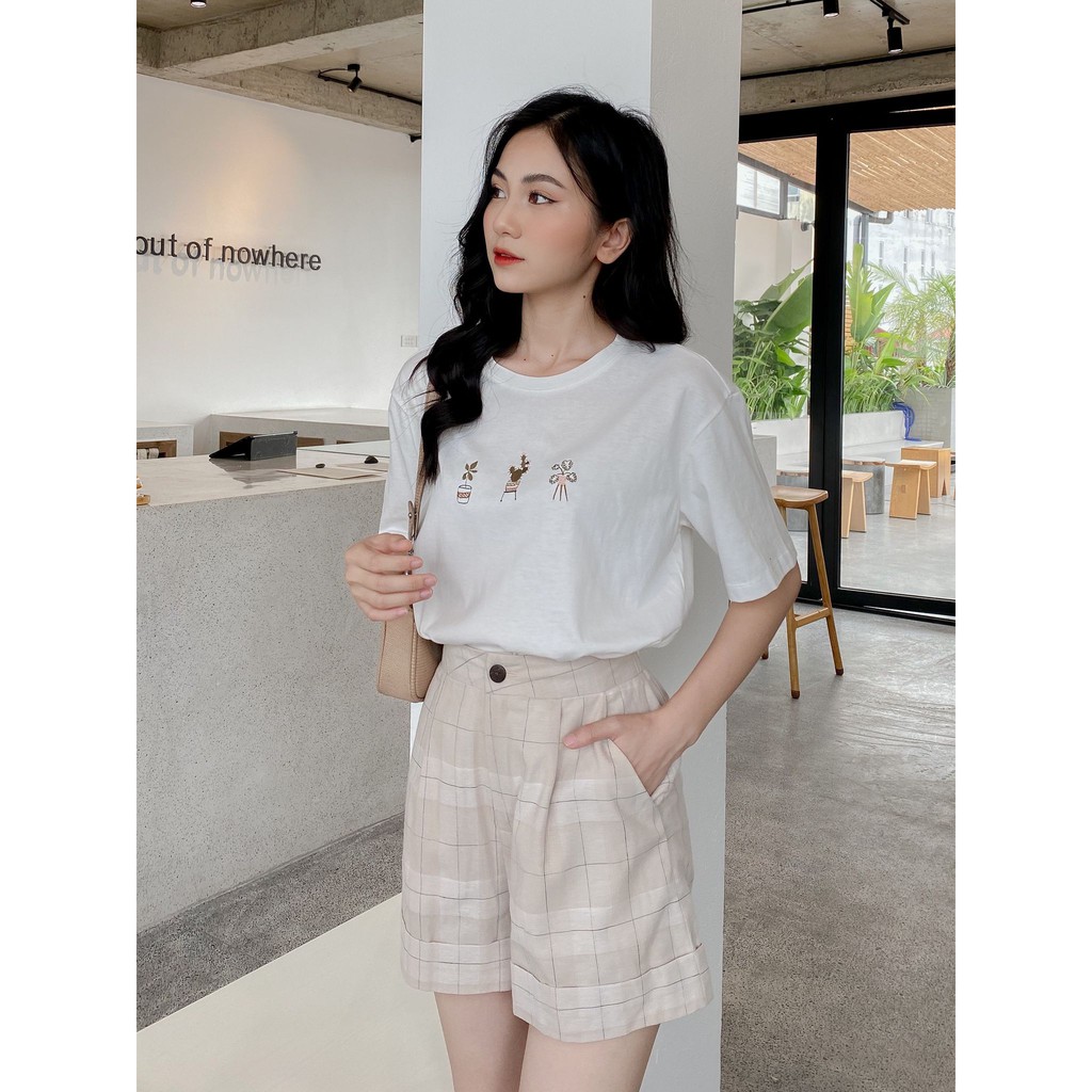 Áo thun thêu nữ tay ngắn, áo phông thêu MADELEN pull Cotton Freesize form suông rộng