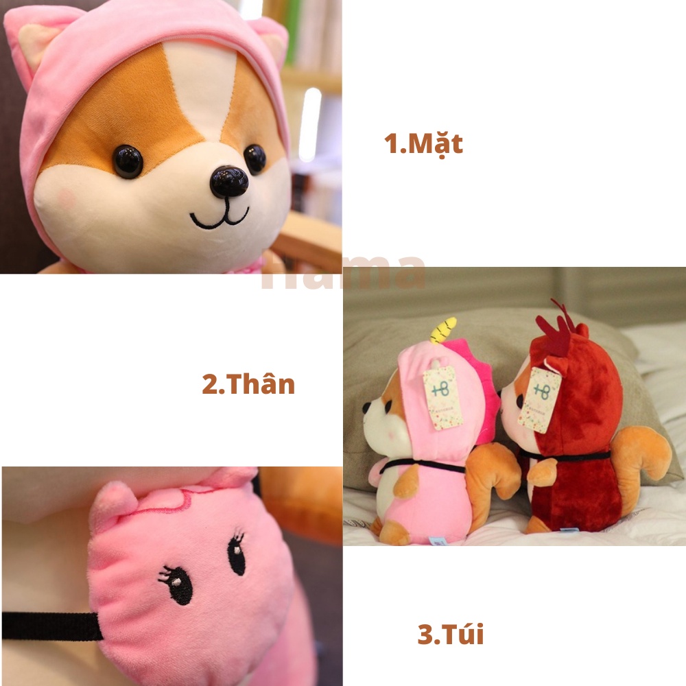 Gấu Bông Chó Shiba Cosplay Mềm Mịn Size Nhỏ 25 cm Hàng Cao Cấp Cho Trẻ Nhỏ Hama