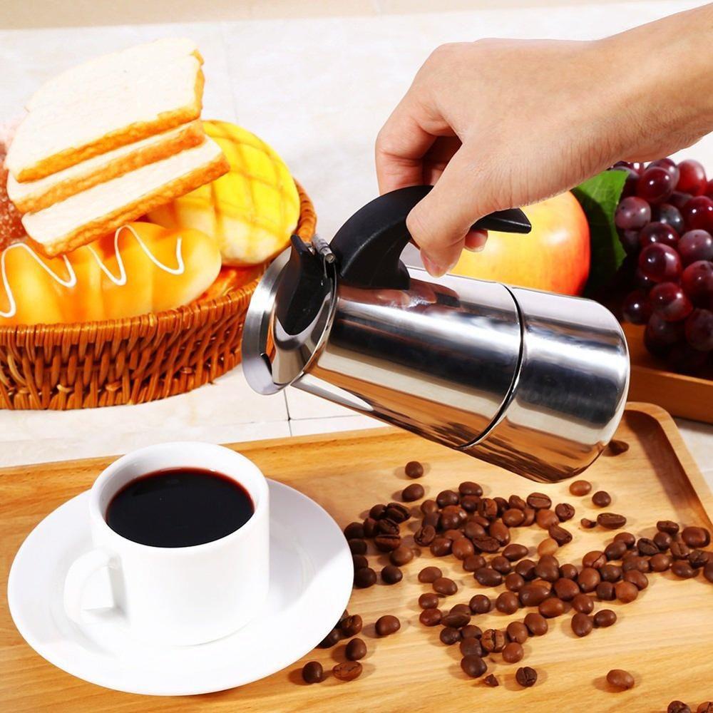 Ấm Pha Cà Phê Espresso Bằng Thép Không Gỉ 2 / 4 / 6 / 9