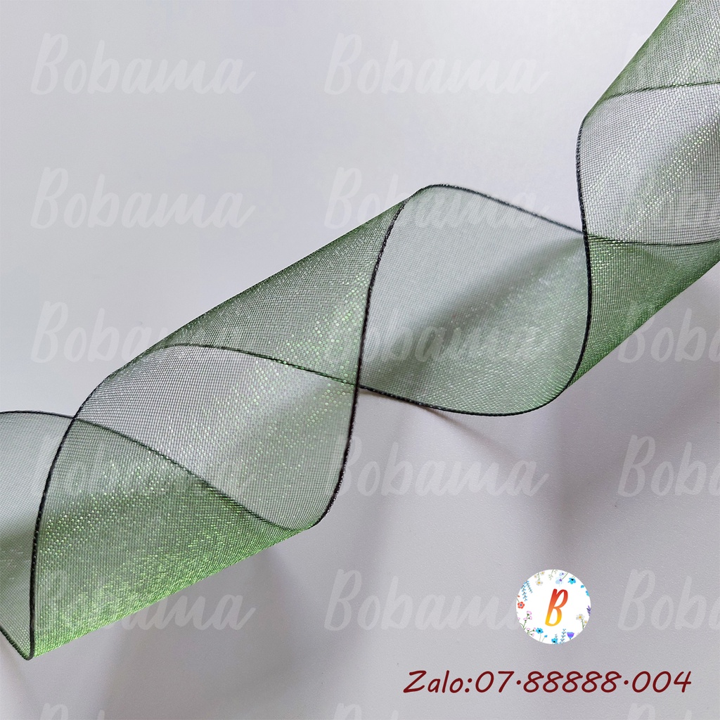 10 mét Ruy băng voan Organza viền đen chất lượng cao