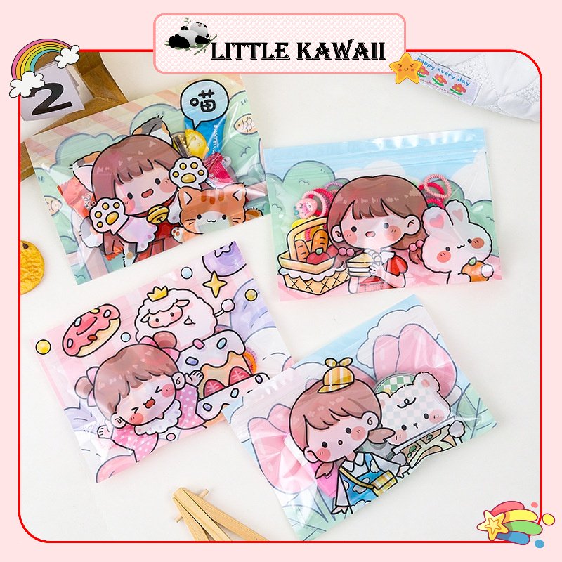 Túi zip ngang đựng quà, bánh kẹo, đồ nhỏ mini, sticker, kẹp tóc hoạt hình bé gái dễ thương