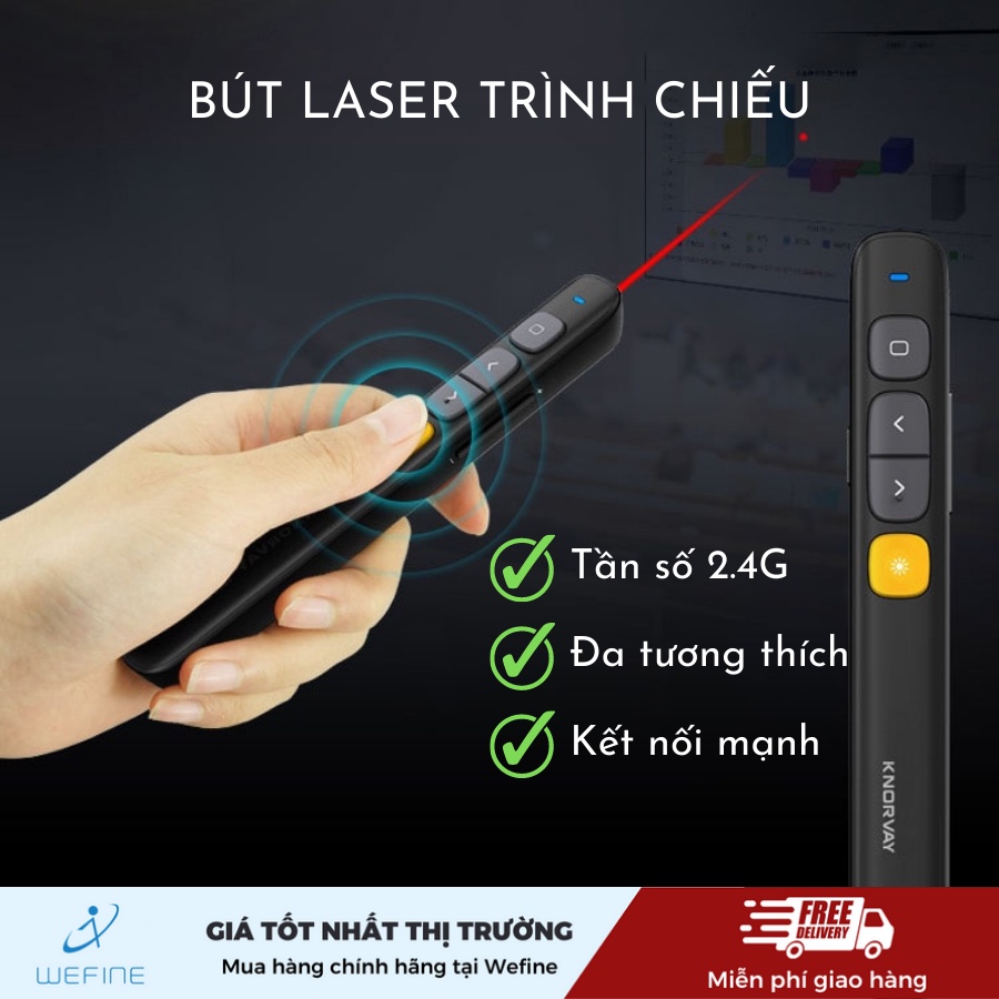 Bút trình chiếu lazer không dây thông minh, hỗ trợ thuyết trình chuyên nghiệp Wefine