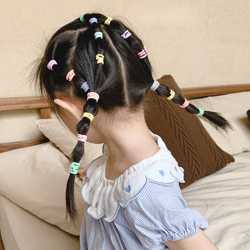 Bộ 100 dây thun cột tóc nhiều màu sắc/ màu đen xinh xắn cho bé gái