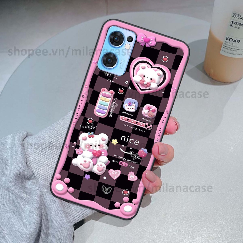 Ốp Oppo Reno7 / Reno7 Z 5G / Reno 7 hình đồng hồ icon gấu mèo cute cực dễ thương ngộ nghĩnh