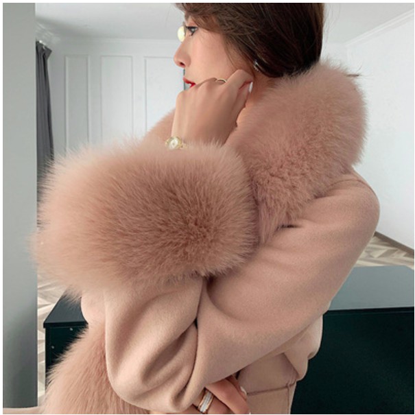 áo cashmere cổ và tay phối lông cao cấp thời thượng sang trọng phong cách anh trẻ trung. Hàng quảng châu KCC409