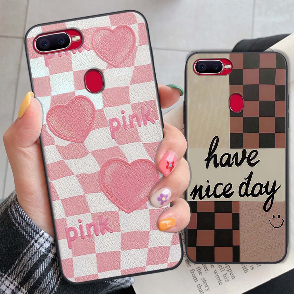 Ốp Oppo A5s / A7 / F9 / A12 caro trái tim cá tính, thời trang siêu đẹp, siêu phong cách
