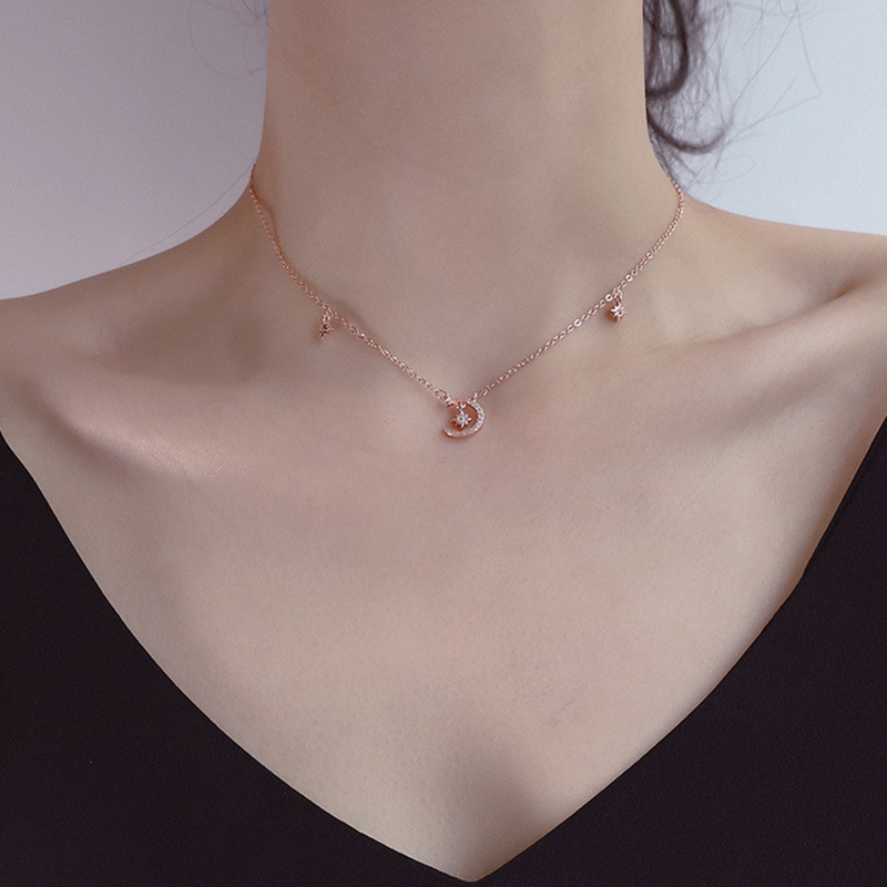 Vòng Cổ Choker Mặt Hình Ngôi Sao Mặt Trăng Phong Cách Hàn Quốc