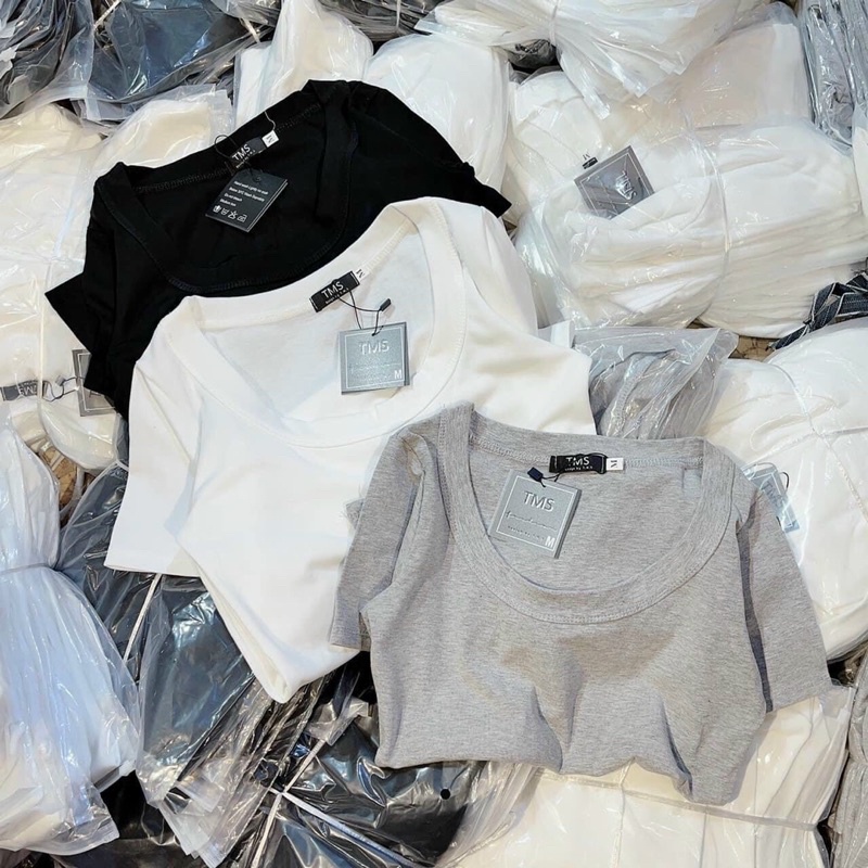 Áo thun nữ trơn màu tay ngắn dày dặn mịn mát