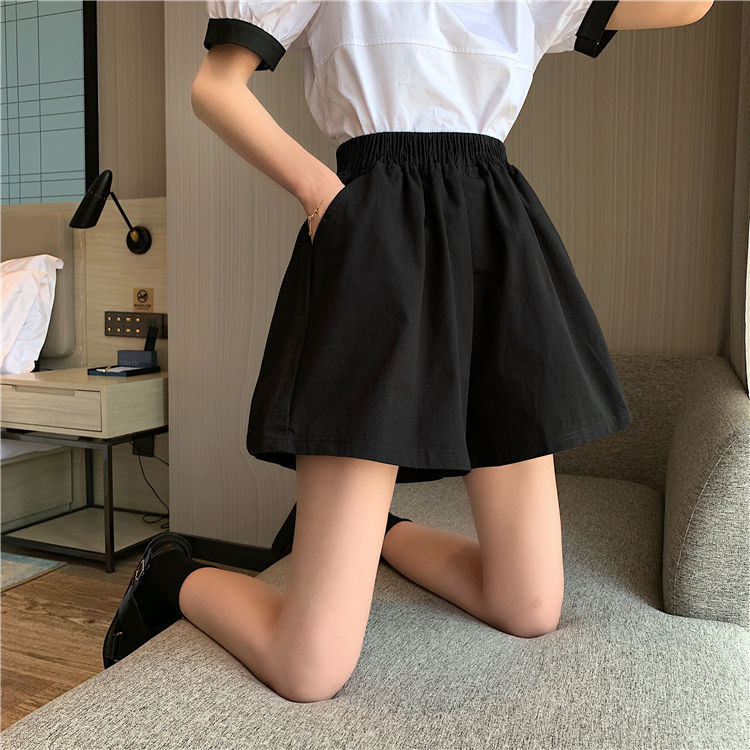 Quần short nữ ống rộng cạp cao thoải mái thời trang phong cách Hàn Quốc