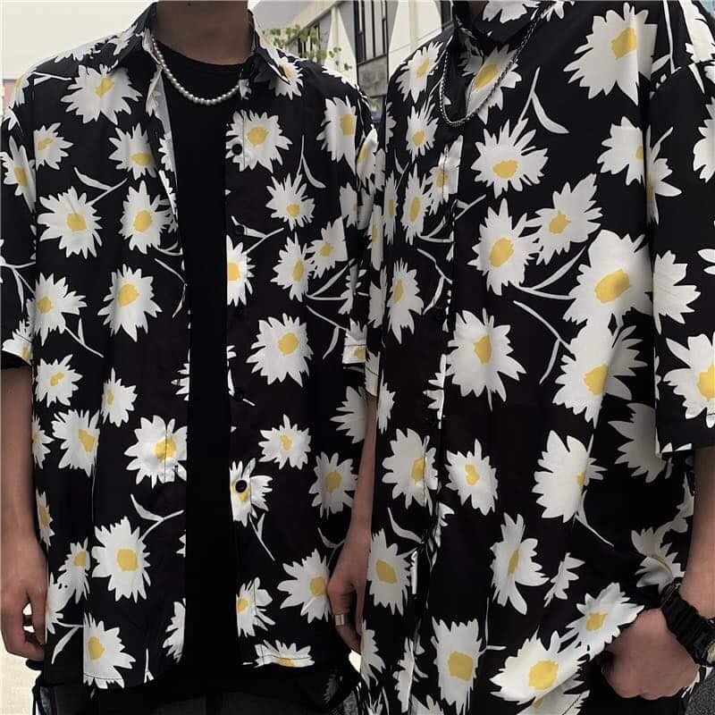 Áo sơ mi nam nữ in hình CÀNH HOA CÚC cực hot