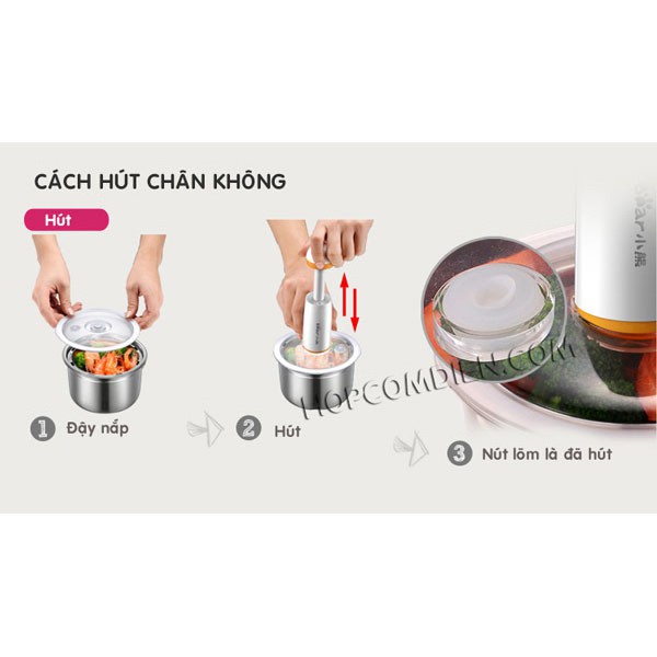 HT956 Hộp cơm hâm nóng cắm điện BEAR hút chân không 3 tầng  TTBD