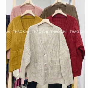 Áo khoác cardigan len vặn thừng Thảo Chi - Cadigan len dáng rộng - Chất len đan dày dặn ấm áp cực luôn | BigBuy360 - bigbuy360.vn
