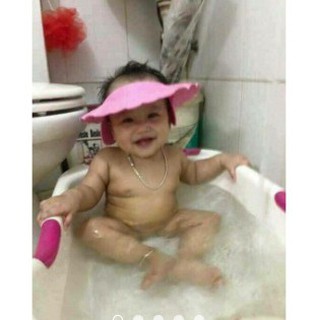 Mũ Tắm Gội Đầu Chắn Nước Có Vành Che Tai Cho Bé