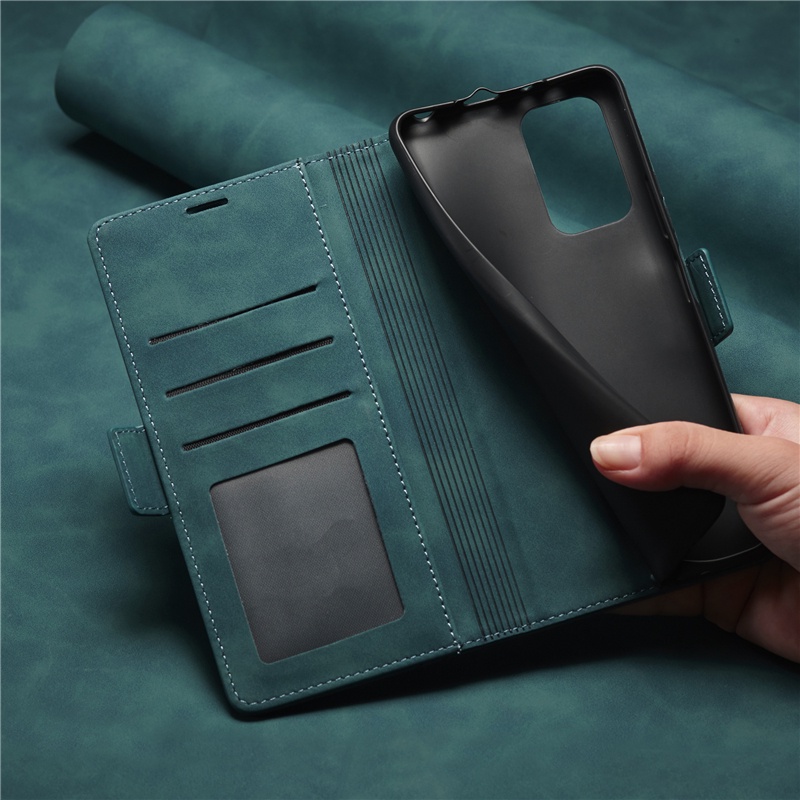 Bao Da Điện Thoại Nắp Lật Có Khóa Cài Và Ngăn Đựng Thẻ Cho Redmi 10 A C Note 11 S E 10 Pro Max Xiaomi POCO X3 X4 M3 M4 Pro Vỏ
