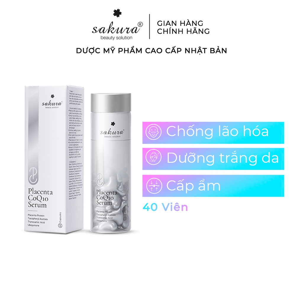 Serum dưỡng trắng da chống lão hóa tinh chất nhau thai cừu Sakura Placenta COQ10 40 viên