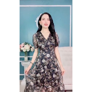 Đầm hoa nhí cổ V