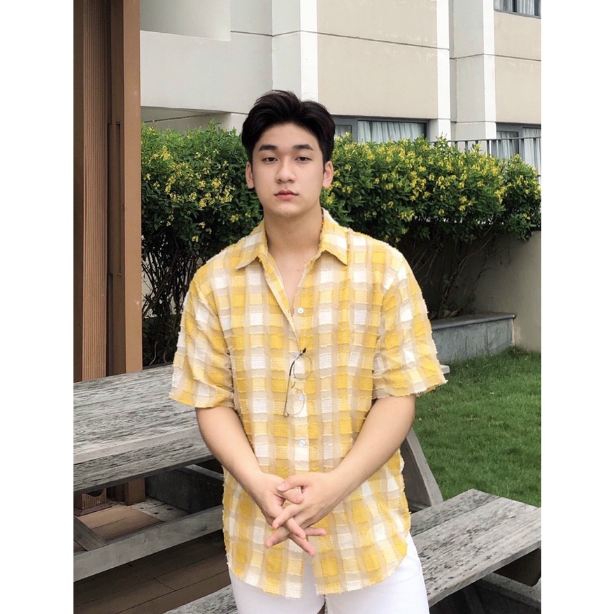 Áo sơ mi vàng caro siêu đẹp