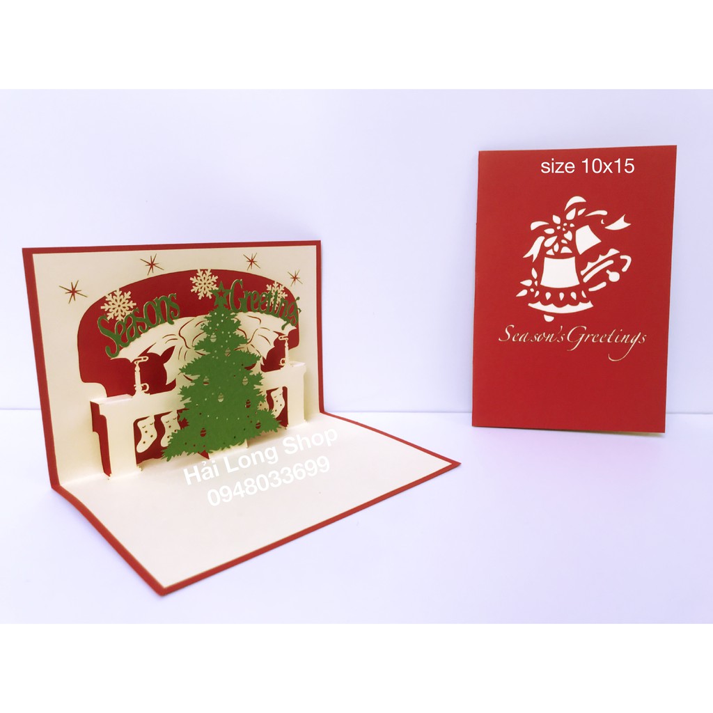 Cây Thông 20 ( bên lò sưởi ) - Noel - Thiệp 3D ( mở 90 độ  ) | BigBuy360 - bigbuy360.vn