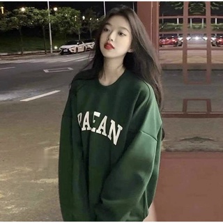 Áo sweater nỉ paean màu xanh rêu bao đẹp form to