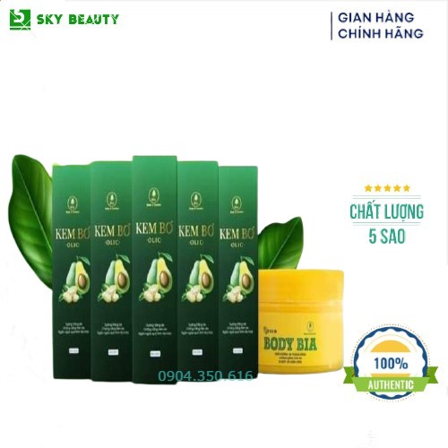 Kem bơ olic Combo 5 lọ kem bơ cấy trắng nâng cơ xóa nhăn và hỗ trợ trị nám tàn nhang tặng 1 kem body