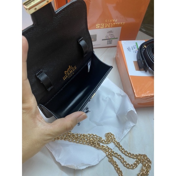 TÚI HM ĐEO CHÉO KHOÁ CHỮ H TAG VÀNG MINI BẢN 2 DÂY FULLBOX HOẢ TỐC
