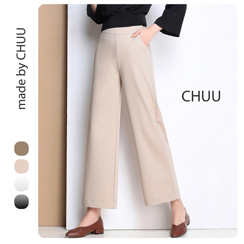Quần tây ống rộng dáng suông basic, vải không nhăn CHUU Q3038