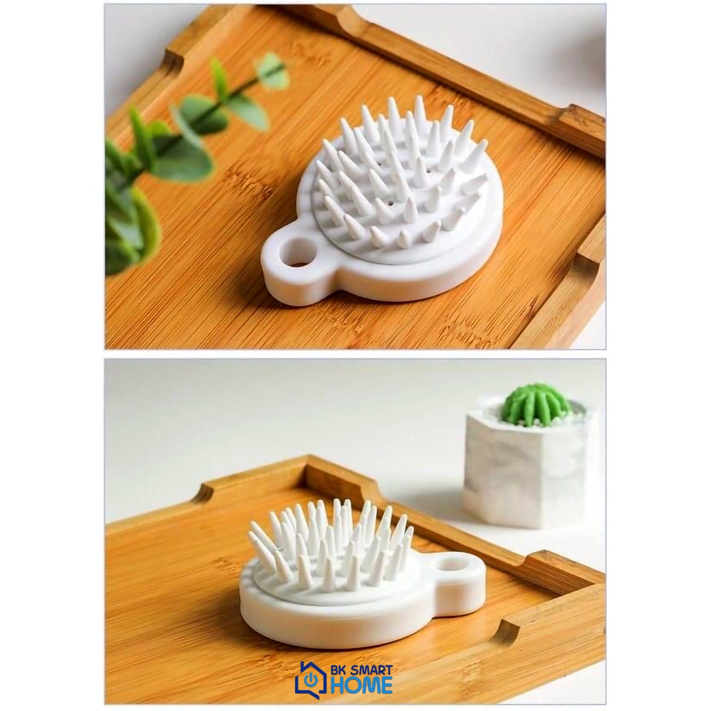 Bàn Chải Gai Silicon Gội Đầu Massage Thư Giãn Có Ngăn Chứa Dầu Gội Đầu