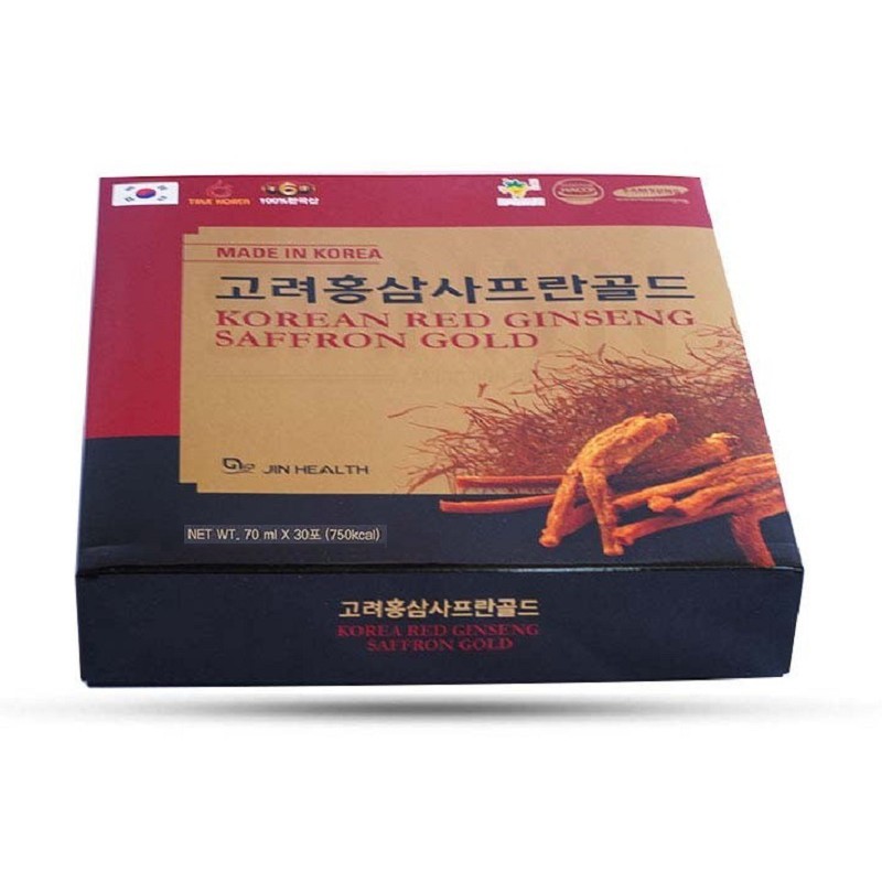 [ Hàng Chuẩn ] Nước Hồng Sâm Nhụy Hoa Nghệ Tây Saffron, Hộp 30 Gói * 70ml, Giúp Tăng Cường Sức Khỏe, Đẹp Da