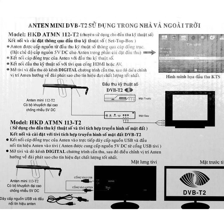 Anten kỹ thuật số DVB T2 113 111 cộng 15m dây tín hiệu