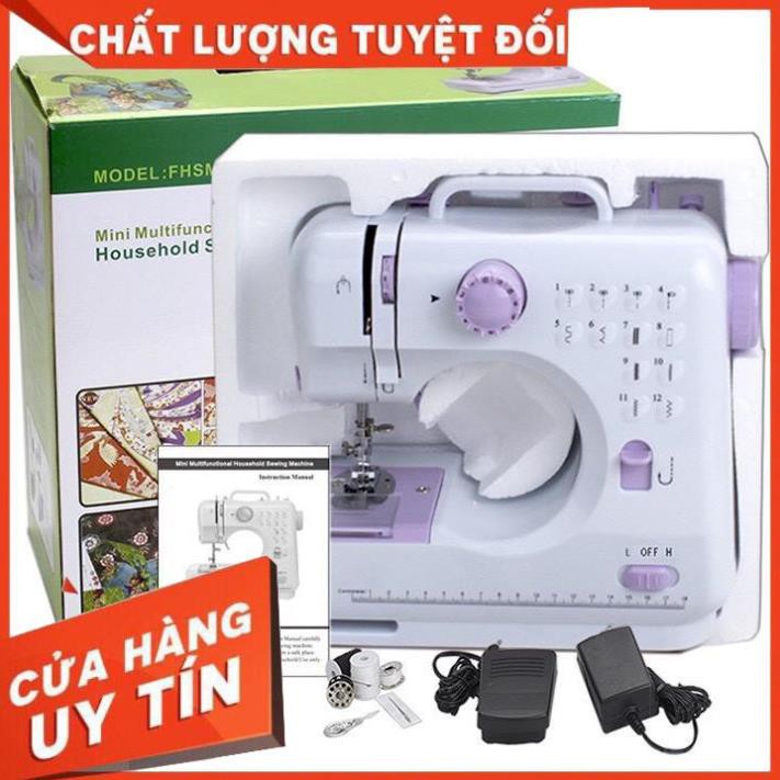 { TOP BÁN CHẠY } Máy May Mini Gia Đình FHSM505 12 Kiểu May, Có hỗ trợ  Vắt Sổ BẰNG KIỂU MAY ZIC ZẮC - Bảo hành 1 ĐỔI 1