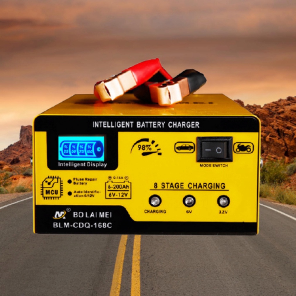 Sạc bình ắc quy 12v-24v tự ngắt ALONGTOOL ,3ah-200ah cho xe máy đến ô tô, sạc nhiều bình liên tục