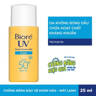Bioré Sữa Chống Nắng Bảo Vệ Hoàn Hảo Mát Lạnh UV SPF50+/PA+++ 25ML⚡⚡100% HÀNG CHÍNH HÃNG⚡⚡ FREESHIP⚡⚡