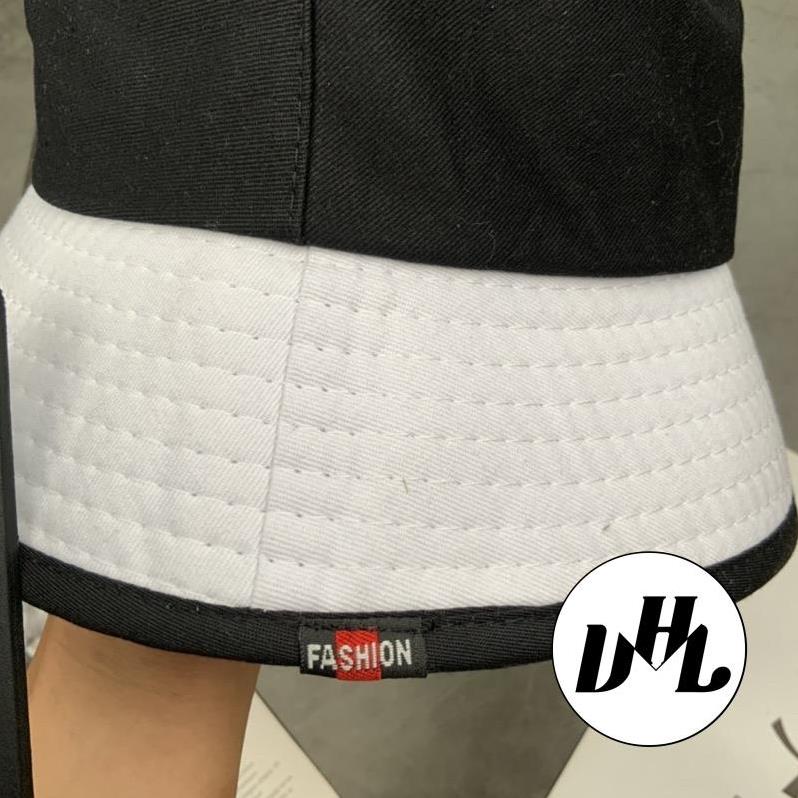 Mũ Bucket Phối Đen Trắng Unisex Mạc PANDA Tam Giác Form Cụp Thời Trang Nam Nữ