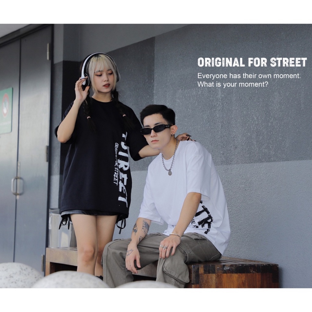 Áo thun tay lỡ nam nữ unisex, phông form rộng oversize 100% Cotton đen trắng 4ST-T05 4Street